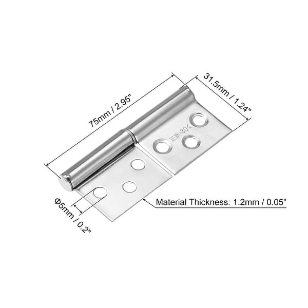 Lift Off Hinges, 3" 304 Stainless Steel Left Detachable Flag Hinges
